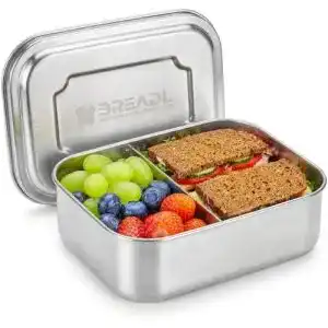 Brotbox aus Edelstahl mit Fächern und Trennwand