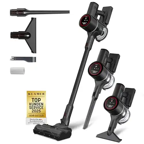 Klamer Standstaubsauger Akku 2-in-1 kabellos mit HEPA Filter