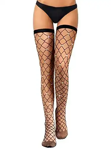 Netzstrümpfe Geyoga mit Strass und Glitzer für Damen