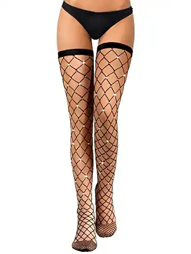Netzstrümpfe Geyoga mit Strass und Glitzer für Damen