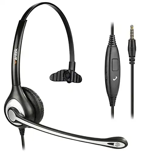 Einohr-Kopfhörer Wantek Headset mit Noise Cancelling für Smartphones