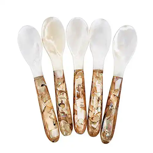 Eierlöffel Set aus 5 Perlmuttlöffeln für Kaviar, Eier und Eis