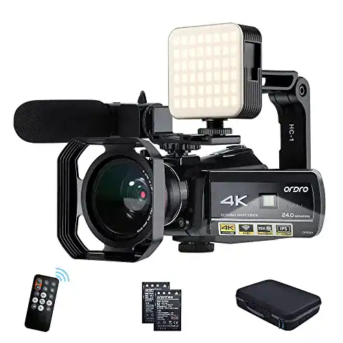 4K Camcorder ORDRO Videokamera mit Full HD und 30-fachem Digitalzoom
