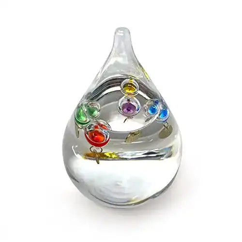 Galileo-Thermometer in Tropfenform freistehend