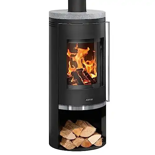Justus Kaminofen 5686 11 Faro 2.0 aus Stahl mit Speckstein-Abdeckplatte