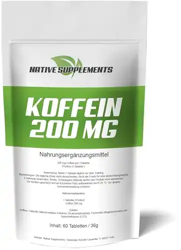 Koffeintabletten 200mg von Native Supplements, 600 Tabletten