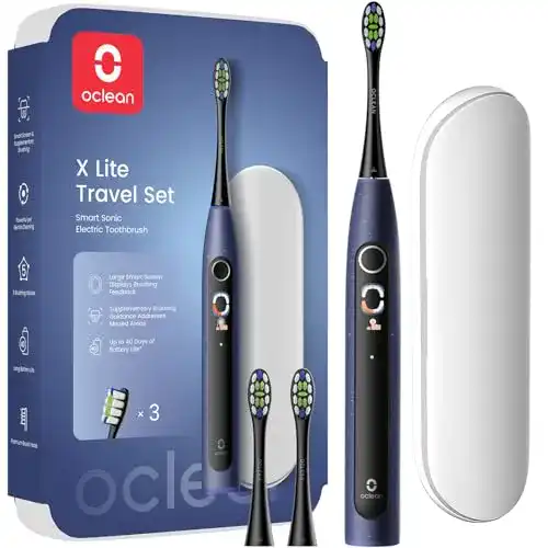 Oclean X Lite Schallzahnbürste Blau mit Zubehör und Reiseetui
