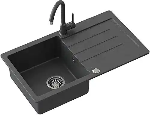 Spülbecken in Schwarz mit Armatur 77 x 44 cm von VBChome