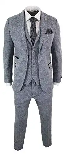 Herrenanzug Hellgrau 3-teilig aus Tweed von Truclothing.com