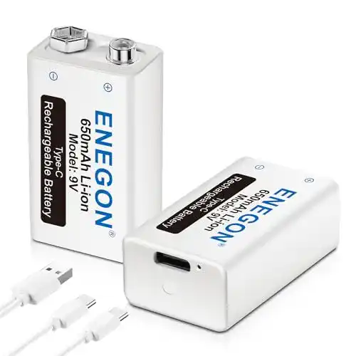 9V Akku ENEGON 9V Block 650mAh Li-ion 6F22 wiederaufladbar