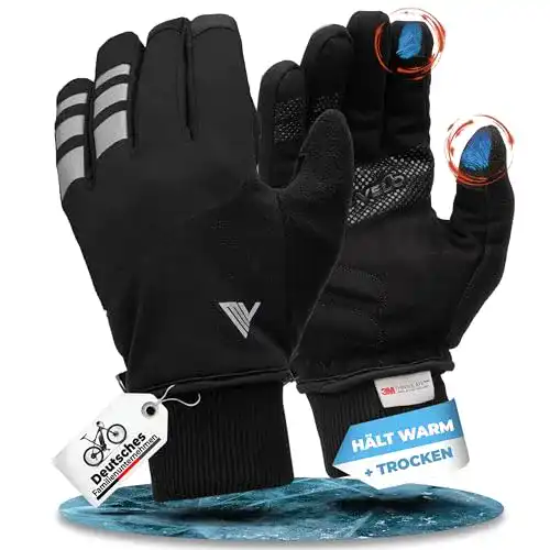 Mivelo Fahrradhandschuhe mit Thermo-Fleece und Touchscreen-Funktion