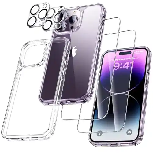 Hülle für iPhone 14 Pro Max von UniqueMe 5-in-1 Set mit Schutzfolien und Kameraschutz
