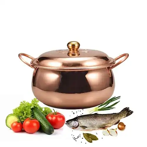 Kupfertopf Yinox Gulaschkessel aus reinem Kupfer, handgefertigt, 26 cm