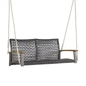Costway 2-Sitzer Schaukelbank aus PE-Rattan für Garten und Balkon