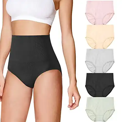 Bauchweg-Slips Daelesr 5er-Pack aus Baumwolle mit hoher Taille