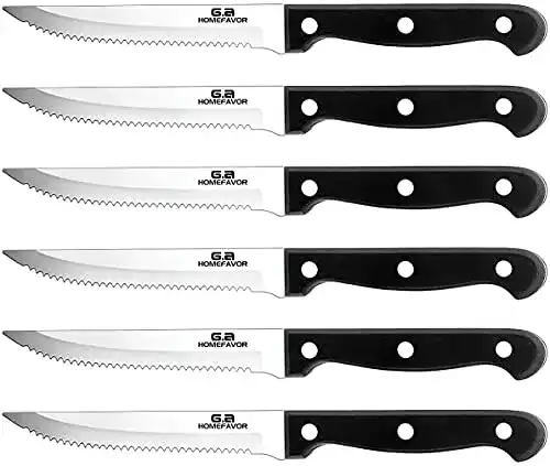 Steakmesser Set von G.a Homefavor mit 6 Edelstahlmessern und Wellenschliff