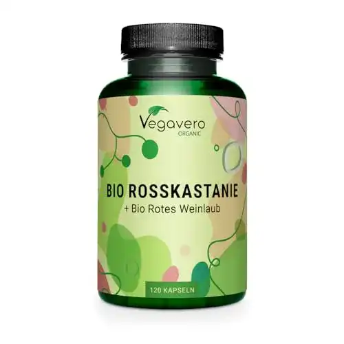 Vegavero Bio Venen Kapseln mit Rosskastanienextrakt und Weinlaub