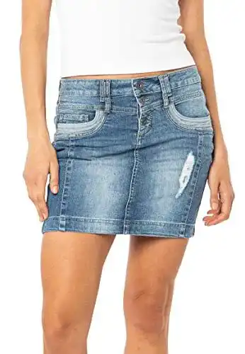 Jeansrock Sublevel Damen Mini-Rock mit Knöpfen im Used Look