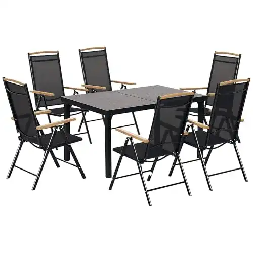 Alu Gartenmöbel Outsunny klappbare Sitzgruppe 7tlg Balkonset
