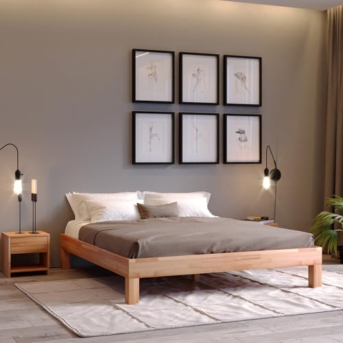 Massivholzbett Jana von Krok Wood in Buche – 200 x 200 cm