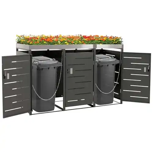 Mülltonnenbox Mendler 3er Mülltonnenverkleidung HWC-H40
