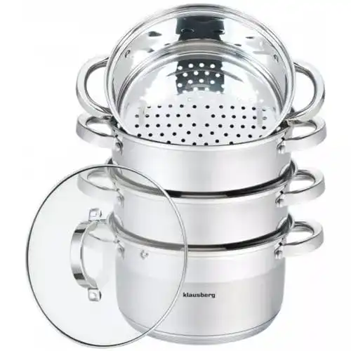 Klausberg Dampfkocher Set 20cm für Induktion mit Glasdeckel
