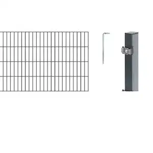Doppelstabmattenzaun Alberts 650599 16-teiliges Zaun-Komplettset