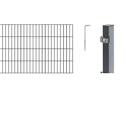 Doppelstabmattenzaun Alberts 650599 16-teiliges Zaun-Komplettset
