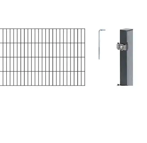 Doppelstabmattenzaun Alberts 650599 16-teiliges Zaun-Komplettset