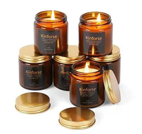 Kinforse Citronella Kerzen im 6er Set für Outdoor und Indoor