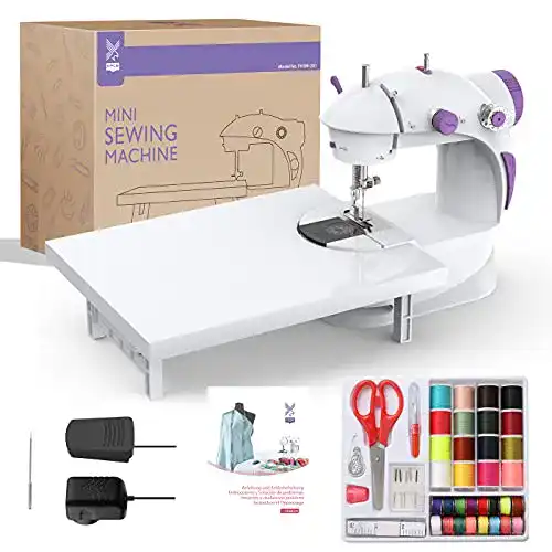 Mini-Nähmaschine Kpcb Tech mit Zubehör und Verlängerungstisch