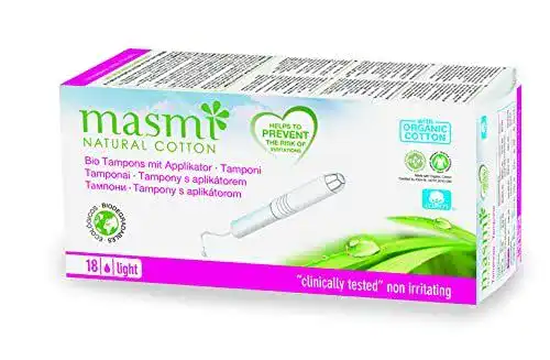 Tampon Masmi Natural Cotton Bio S Light mit Applikator, 18 Stück