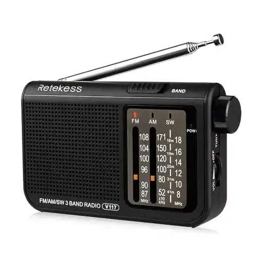 Taschenradio Retekess V117 Tragbares FM AM SW Radio für unterwegs