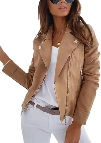 Lederjacke für Damen von Youning – Kurze Übergangsjacke
