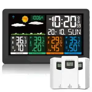 Wetterstation mit 3 Außensensoren von Qxmcov