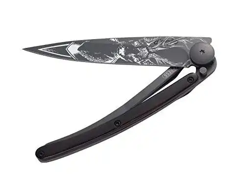 Deejo Klappbares Taschenmesser 37 g mit Gürtelclip und Ebenholzgriff