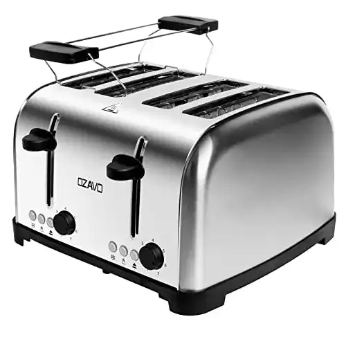 OZAVO 4-Schlitz-Toaster für 4 Scheiben mit Brötchenaufsatz