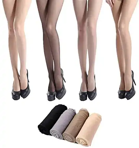 Feinstrumpfhose Egurs 4er-Pack Damen 5D ultradünn transparent