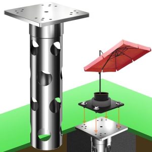 Bodenhülse für Sonnenschirm aus Edelstahl – Ampelschirm Bodenanker mit Einbetonierung