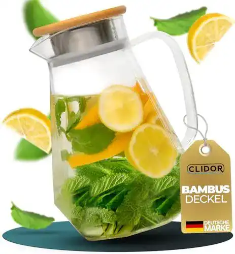Glaskrug Clidor Wasserkaraffe 1,5 Liter aus verstärktem Borosilikatglas
