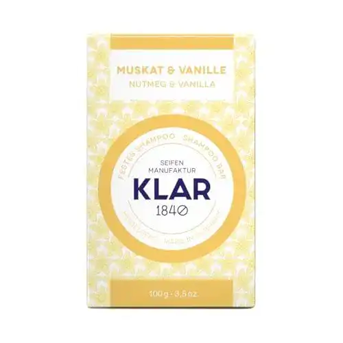 Klar Seife festes Shampoo Muskat & Vanille 100g für normales Haar