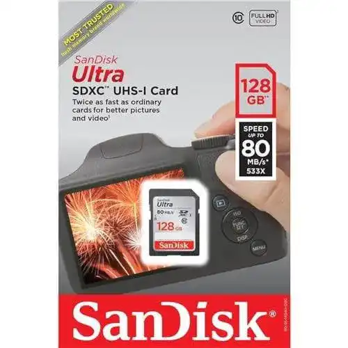 SanDisk Ultra SDXC 128 GB Speicherkarte mit 120 MB/s Übertragung