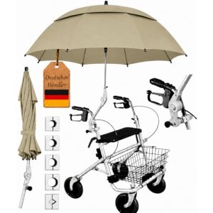 Regenschirm für Rollator von Fabacare Schirm mit Halterung und Schutzfunktion