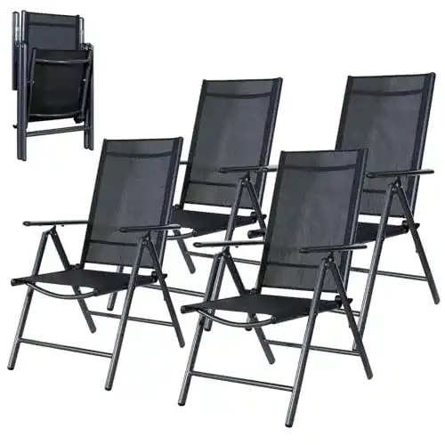 Gartenstühle CCLIFE Balkonstühle im 4er Set aus Aluminium