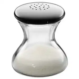 Salzstreuer WMF Wagenfeld 4,5 cm aus Glas und Cromargan Edelstahl