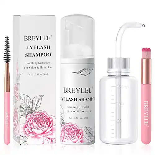 Wimpernshampoo Breylee 60 ml mit Stabbürste und Spülflasche