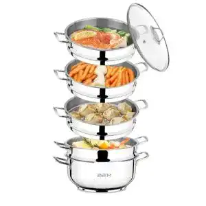 Mantowarka Bem Dampfkocher 6-teiliges Set aus Edelstahl 18/10, Ø 28 cm