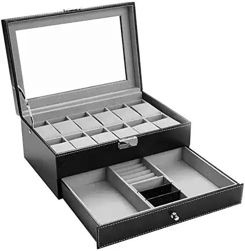 Uhrenbox Wa-Very mit 12 Fächern für Herrenuhren und Schmuck
