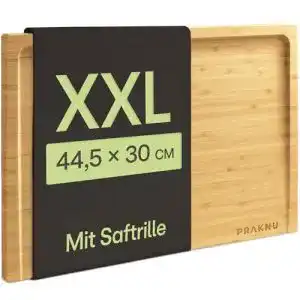 Schneidebrett aus Holz mit Saftrille und beidseitiger Nutzung