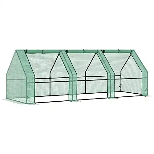 Gewächshaus Outsunny Mini Folien mit 3 Rollfenstern für Garten und Balkon
